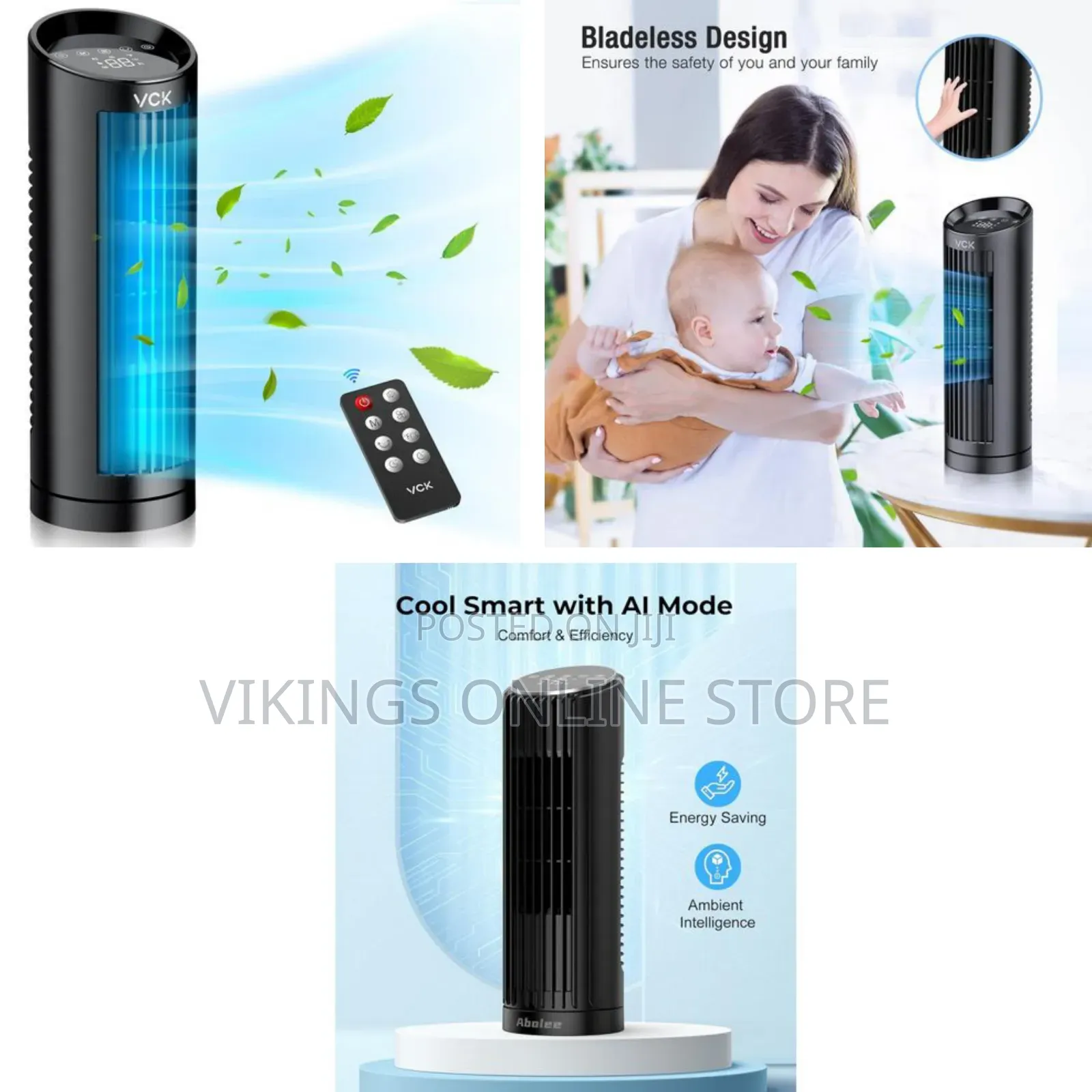 Tower Fan - 80° Oscillation, Remote Control, 13'' Portable Small Desk