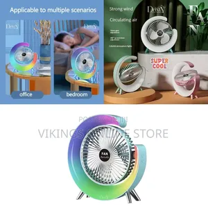 Desktop 5-Light Mini Fan With LED Lighting Rechargeable Fan With Less