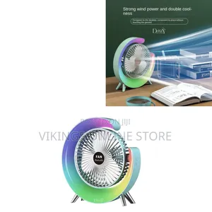 Desktop 5-Light Mini Fan With LED Lighting Rechargeable Fan With Less