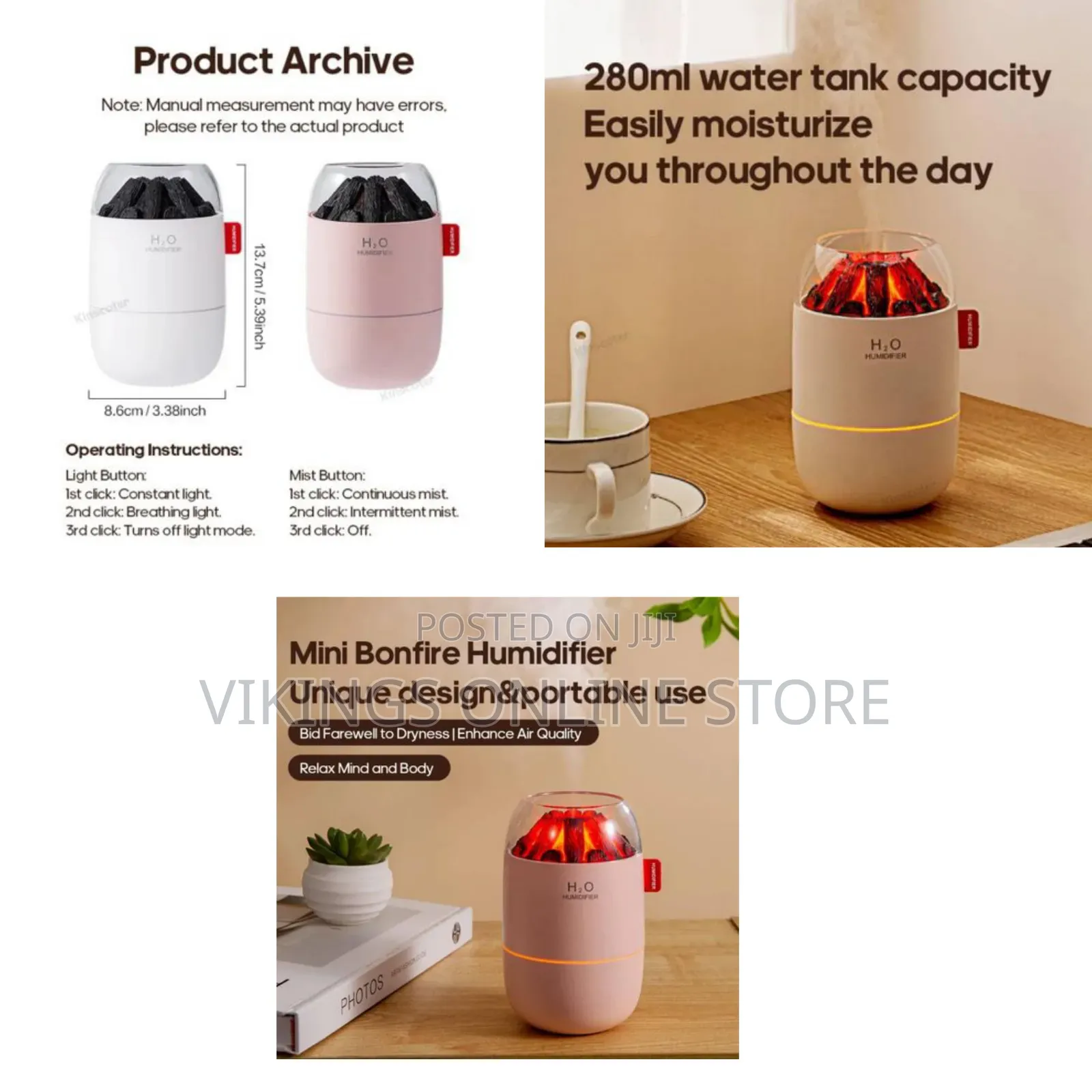 280ml USB Powered Portable Mini Humidifier, Small Cool Mist Humidifier