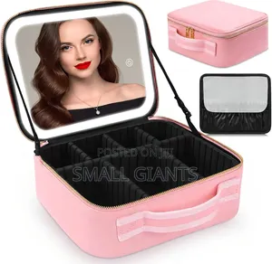 Travel Makeup Case With 3 Color LED Mirror