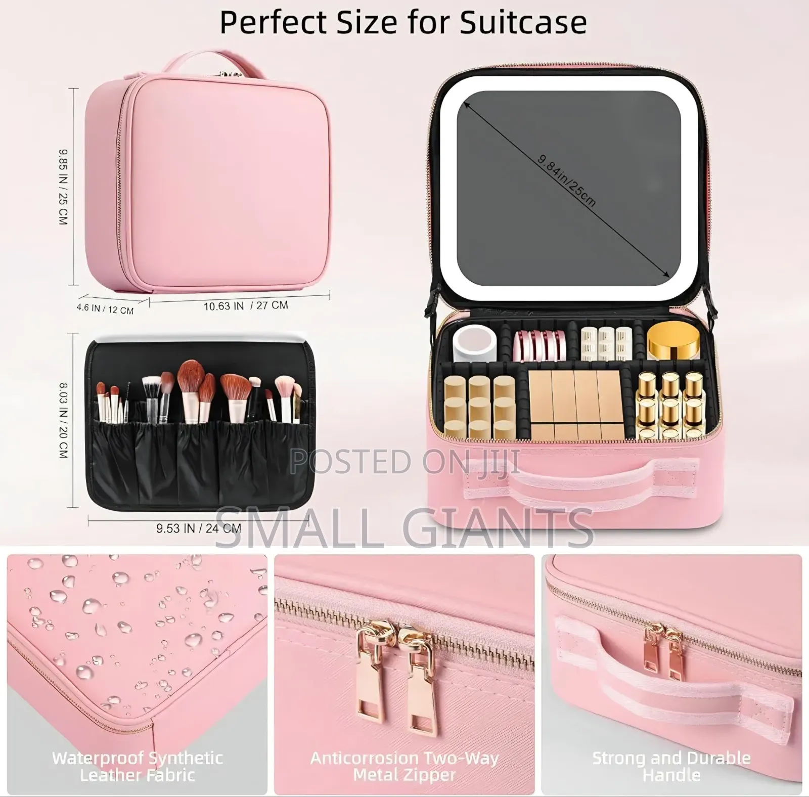 Travel Makeup Case With 3 Color LED Mirror