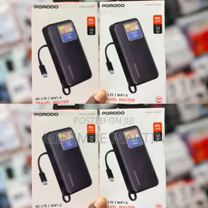Porodo 4G LTE WiFi 6 Travel Router With a 10000mAh Power Bank