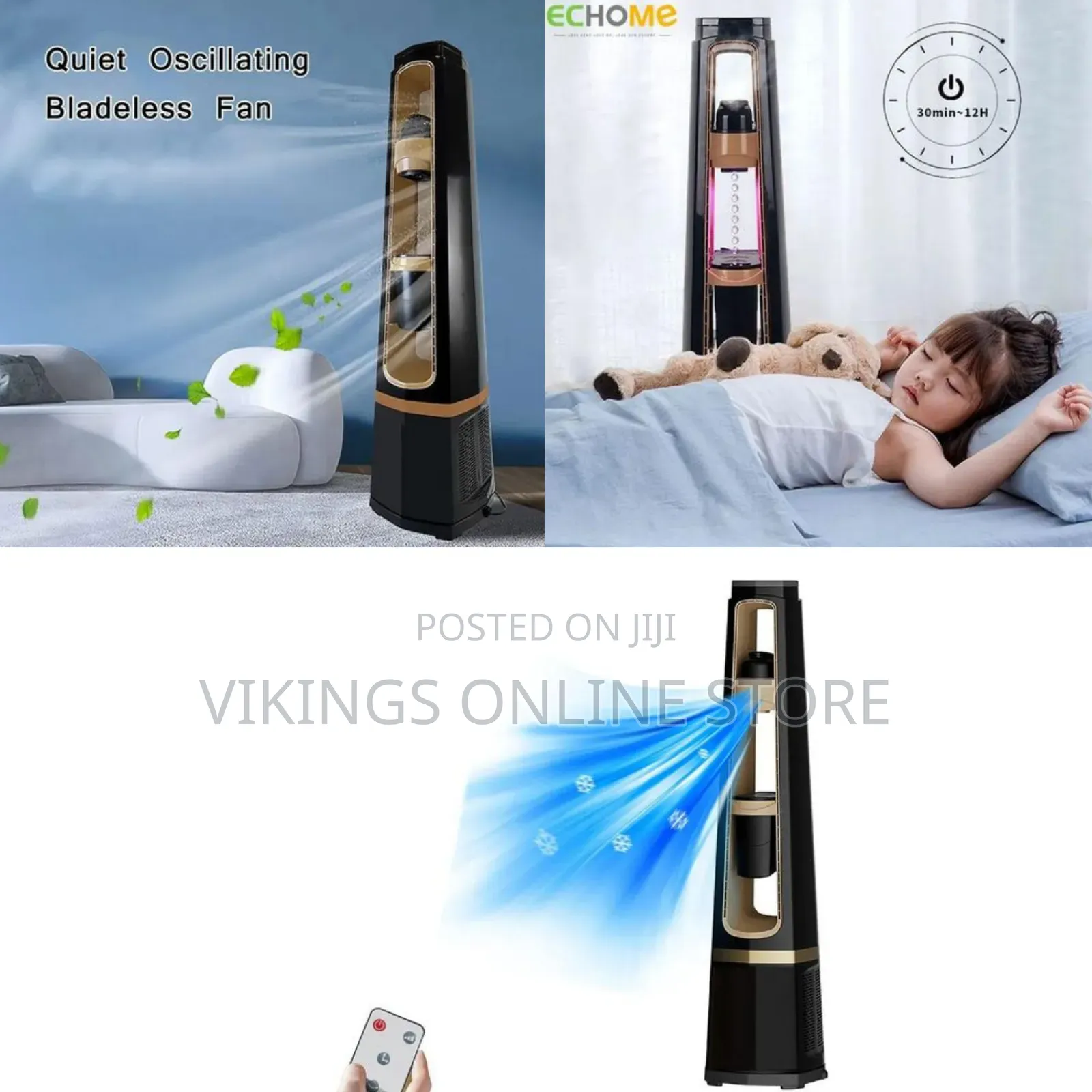 5 in 1 Bladeless Fan With Remote Control Floor Humidifying