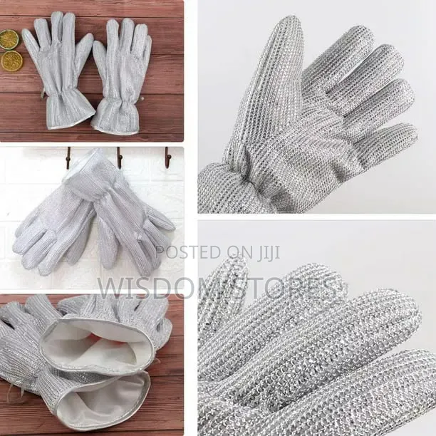 Aluminum Foil Dishwashing Wire Kitchen Glove Anti-Scalding Pair