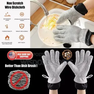Aluminum Foil Dishwashing Wire Kitchen Glove Anti-Scalding Pair