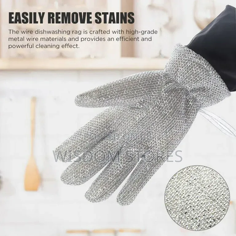Aluminum Foil Dishwashing Wire Kitchen Glove Anti-Scalding Pair