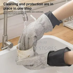 Aluminum Foil Dishwashing Wire Kitchen Glove Anti-Scalding Pair