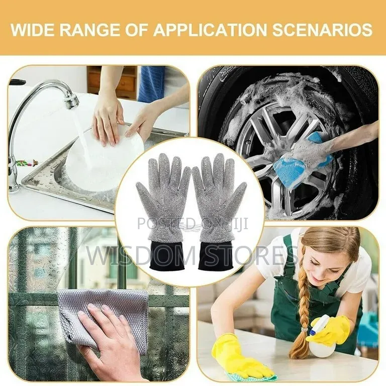 Aluminum Foil Dishwashing Wire Kitchen Glove Anti-Scalding Pair