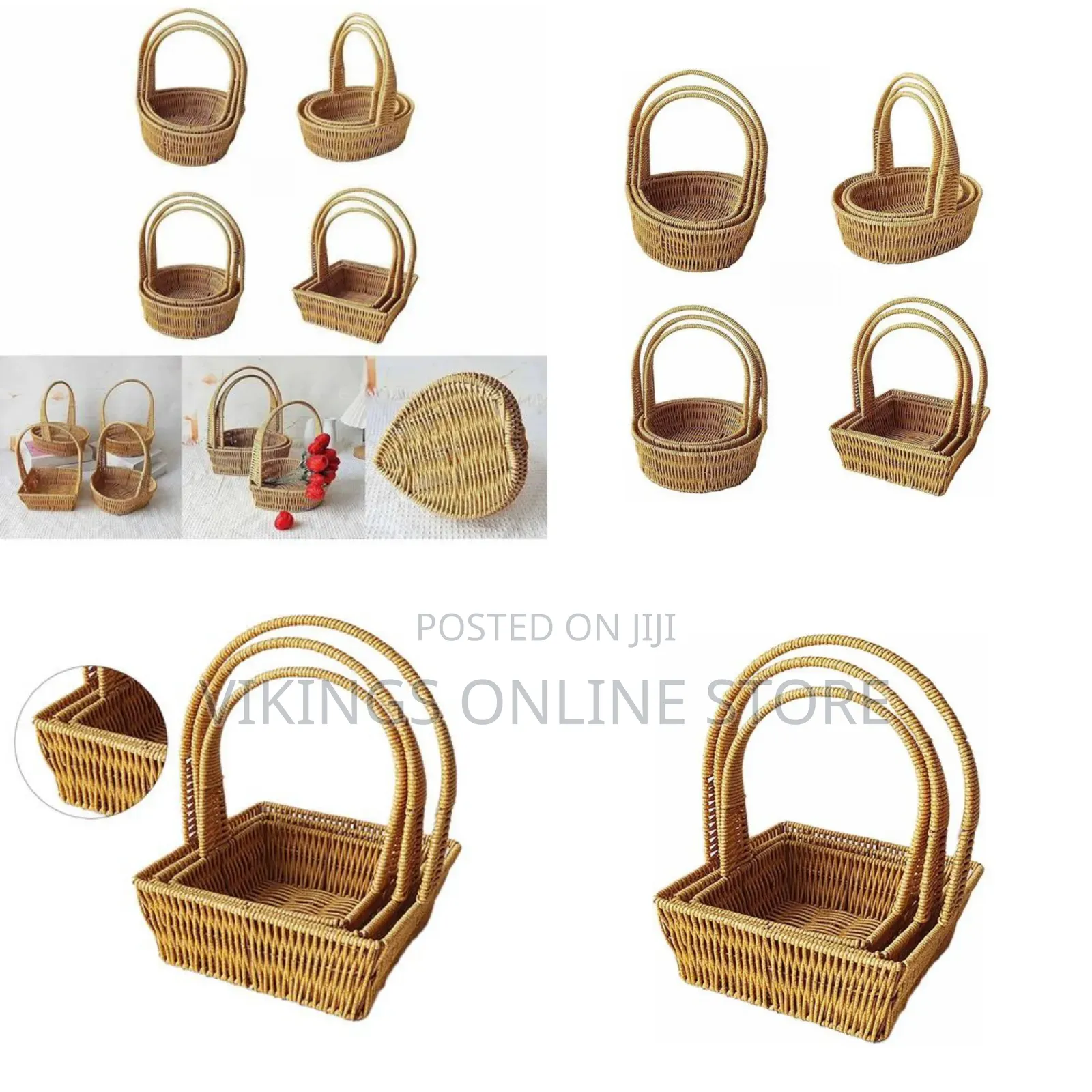 3pcs Stackable Fruit Baskets Elegant Flower Basket With Handle Food