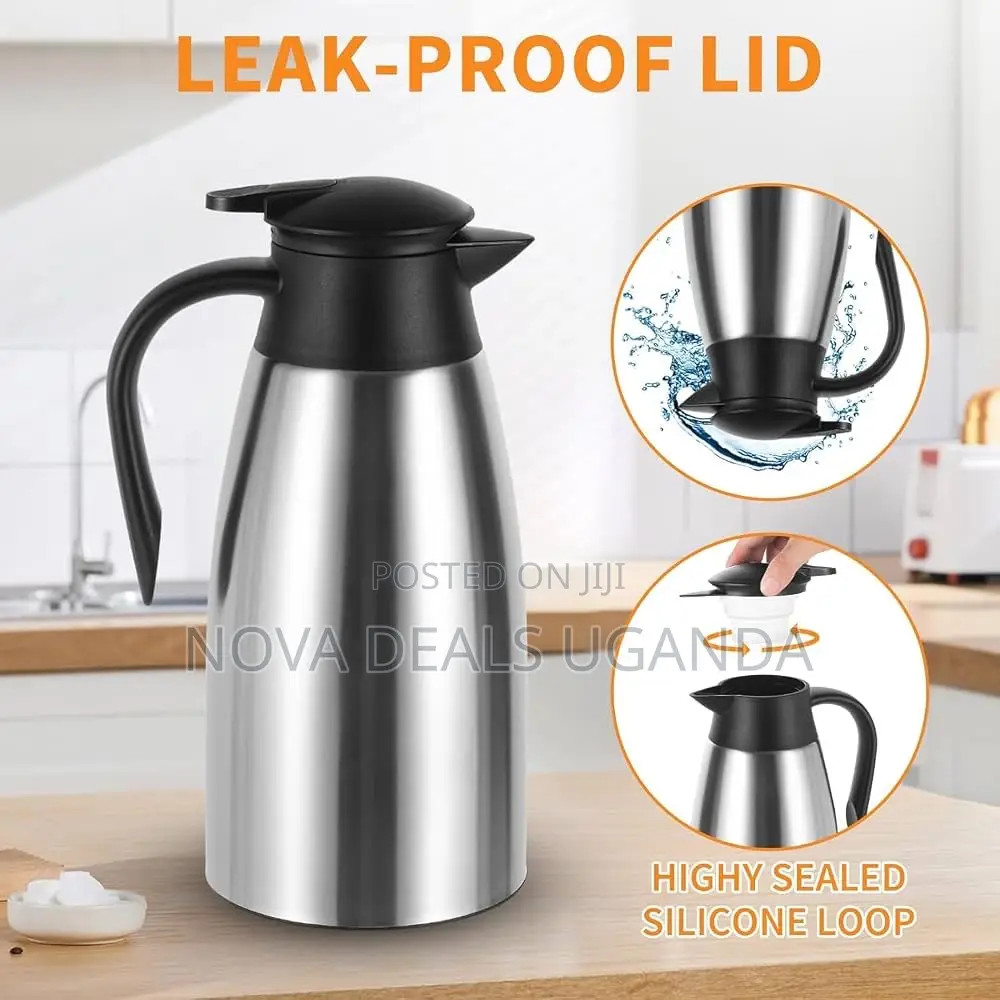 2L Hot Beverage, Double-Walled Stainless Steel Pressing Top Flask