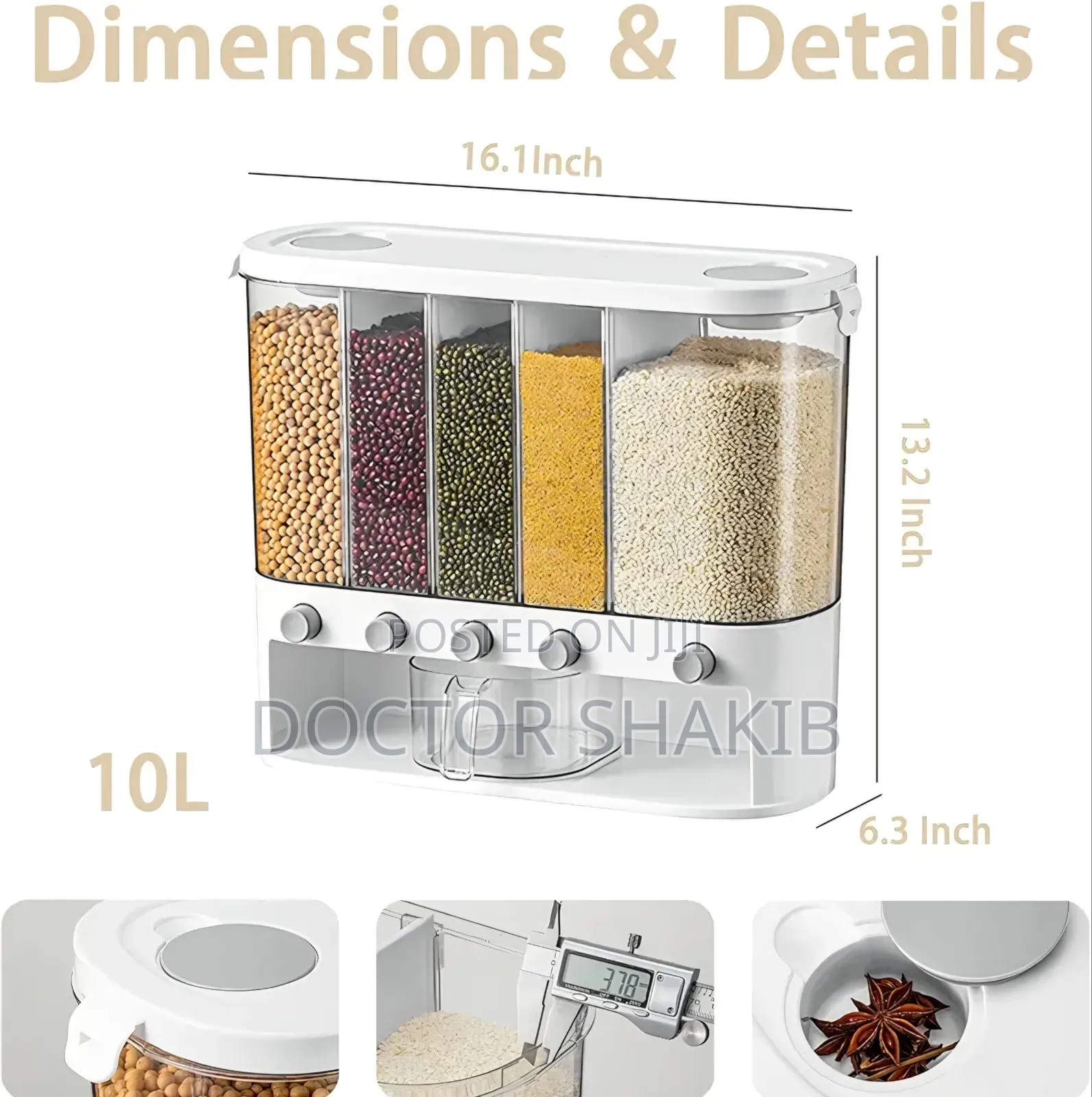 5-Compartment, Wall-Mounted Food Dispenser