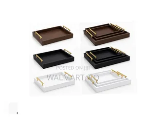 3pc Colored Wooden Trays - At Set