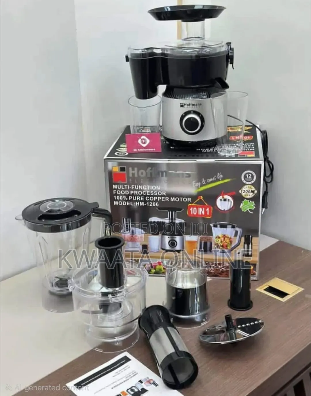 10 in 1 Hoffman 1200W Food Processor Unbreakable Jar Copper Coil Motor