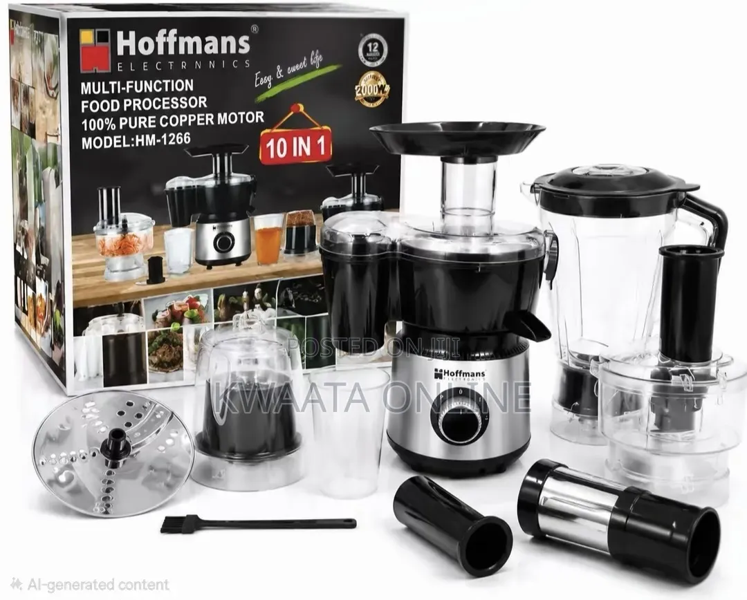 10 in 1 Hoffman 1200W Food Processor Unbreakable Jar Copper Coil Motor