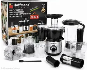 10 in 1 Hoffman 1200W Food Processor Unbreakable Jar Copper Coil Motor