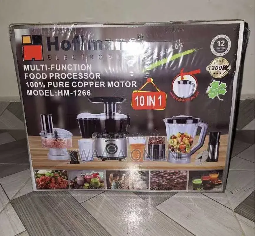 10 in 1 Hoffman 1200W Food Processor Unbreakable Jar Copper Coil Motor