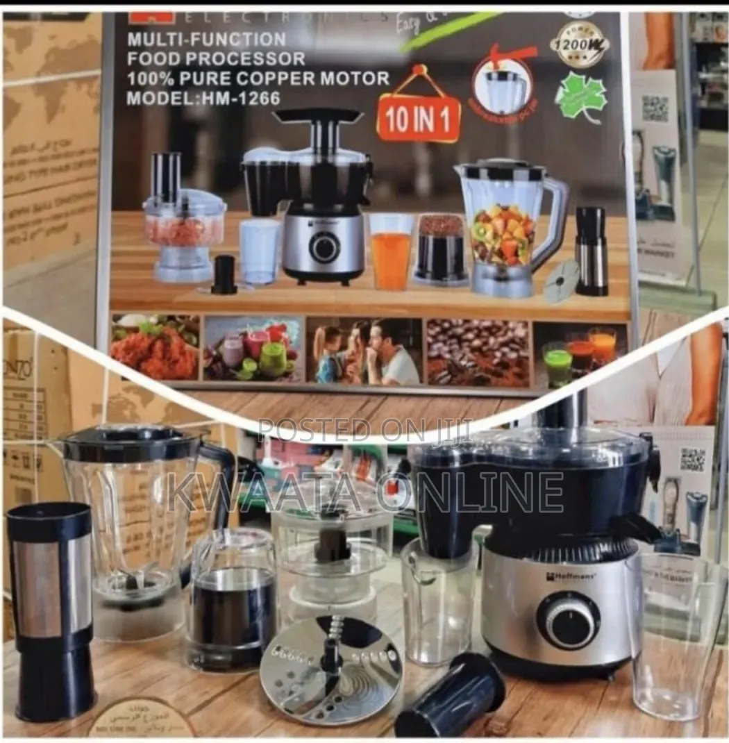 10 in 1 Hoffman 1200W Food Processor Unbreakable Jar Copper Coil Motor