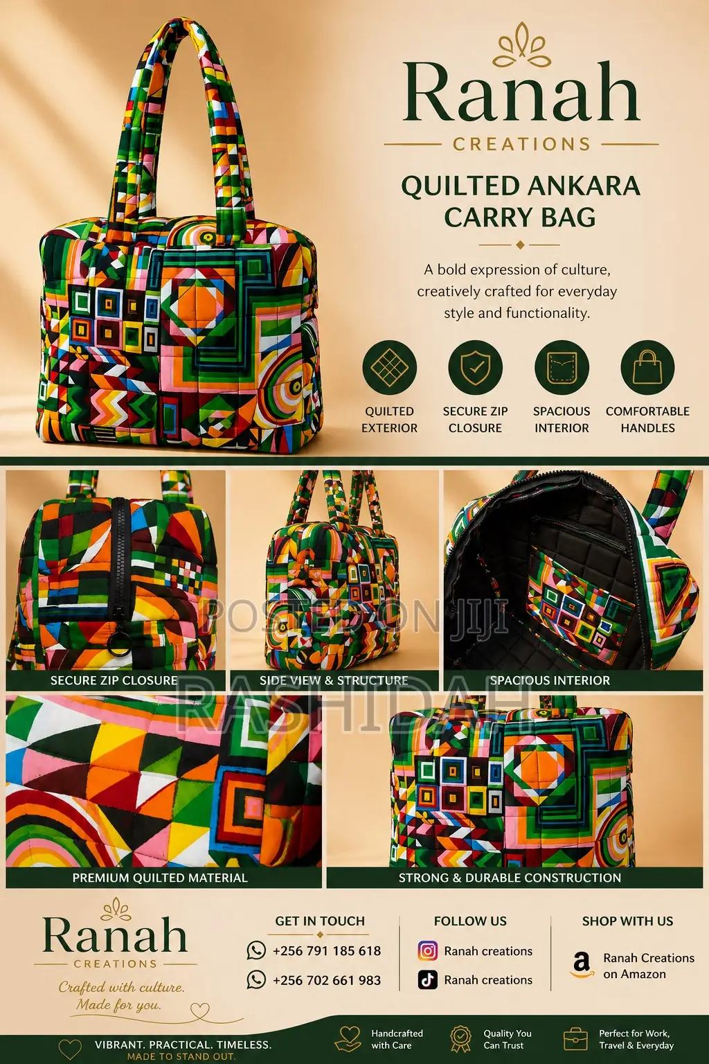 Daima Tote Bag- Multicolored-Green