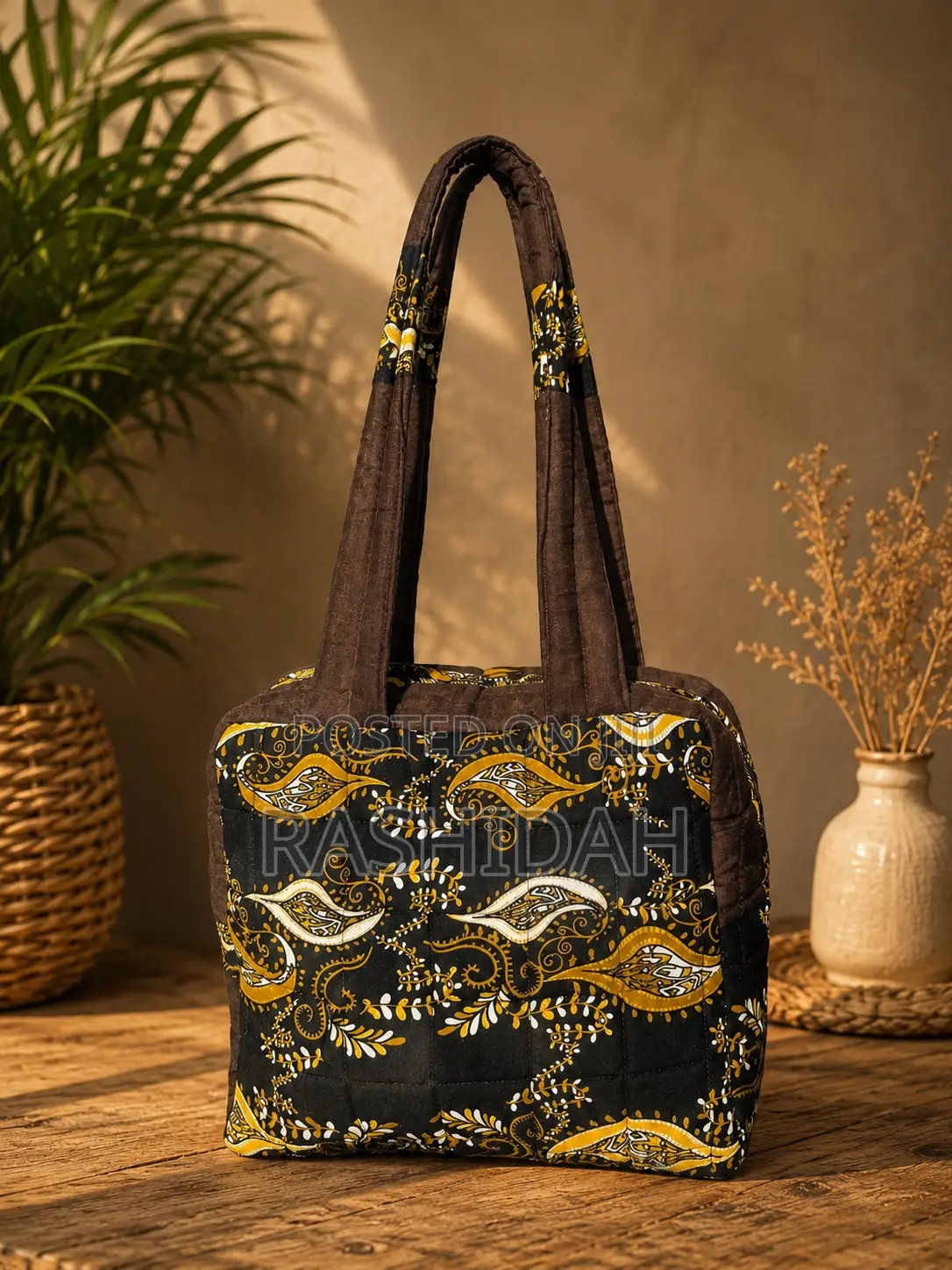 Daima Tote Bag-Multicolored-Brown