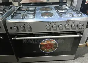 SPJ 90×60cm Cooker 4 Gas Burners + 2 Electric Plates Grill Rotisserie