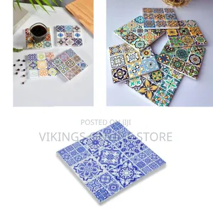 Mandala Coasters Set of 6, Ceramic Square Drink Coasters Absorbent