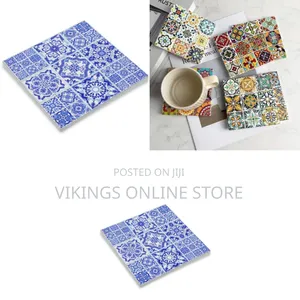 Mandala Coasters Set of 6, Ceramic Square Drink Coasters Absorbent