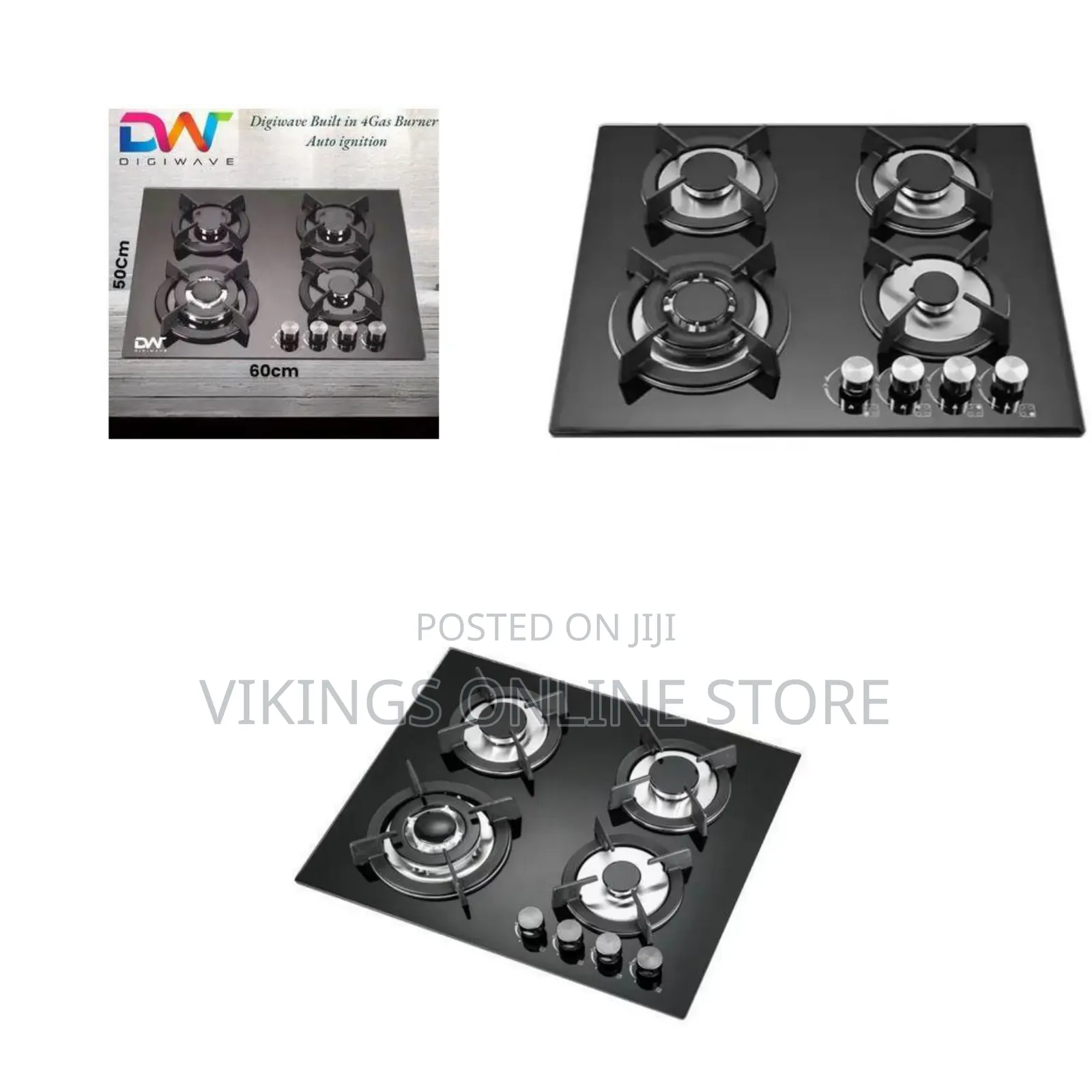 60*60cm Built-in and Stand Support Desktop 4-Burner Tempered Glass