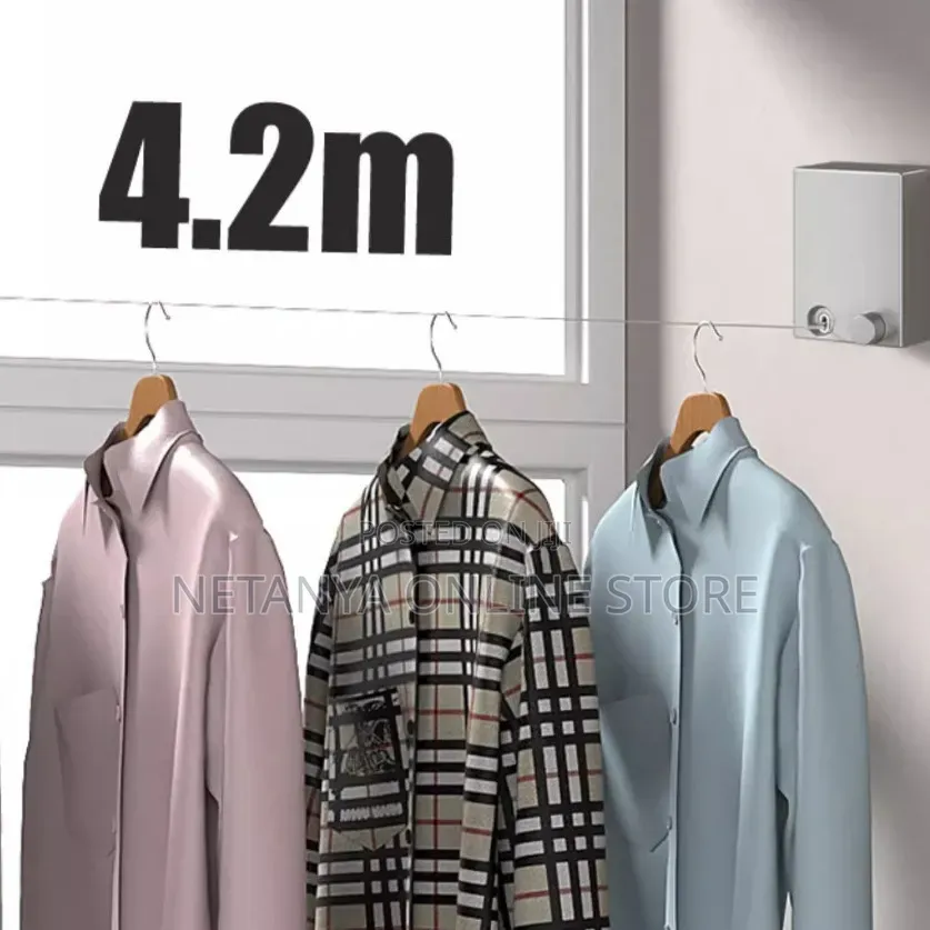 Adjustable 4.2m Wall Mounted Clothes Drying Line