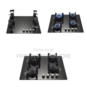 60*60cm Built-in and Stand Support Desktop 4-Burner Tempered Glass