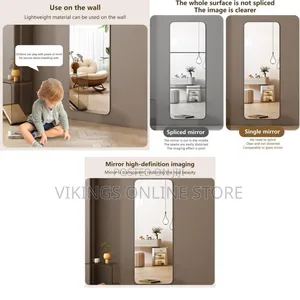 Rectangular Full Body Mirror Stick on Wall Diy No Drilling Required