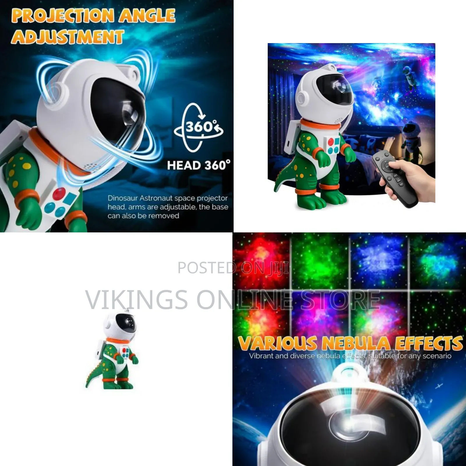 Green Lion Galaxy Star Projection Night Light, Dinosaur Astronaut
