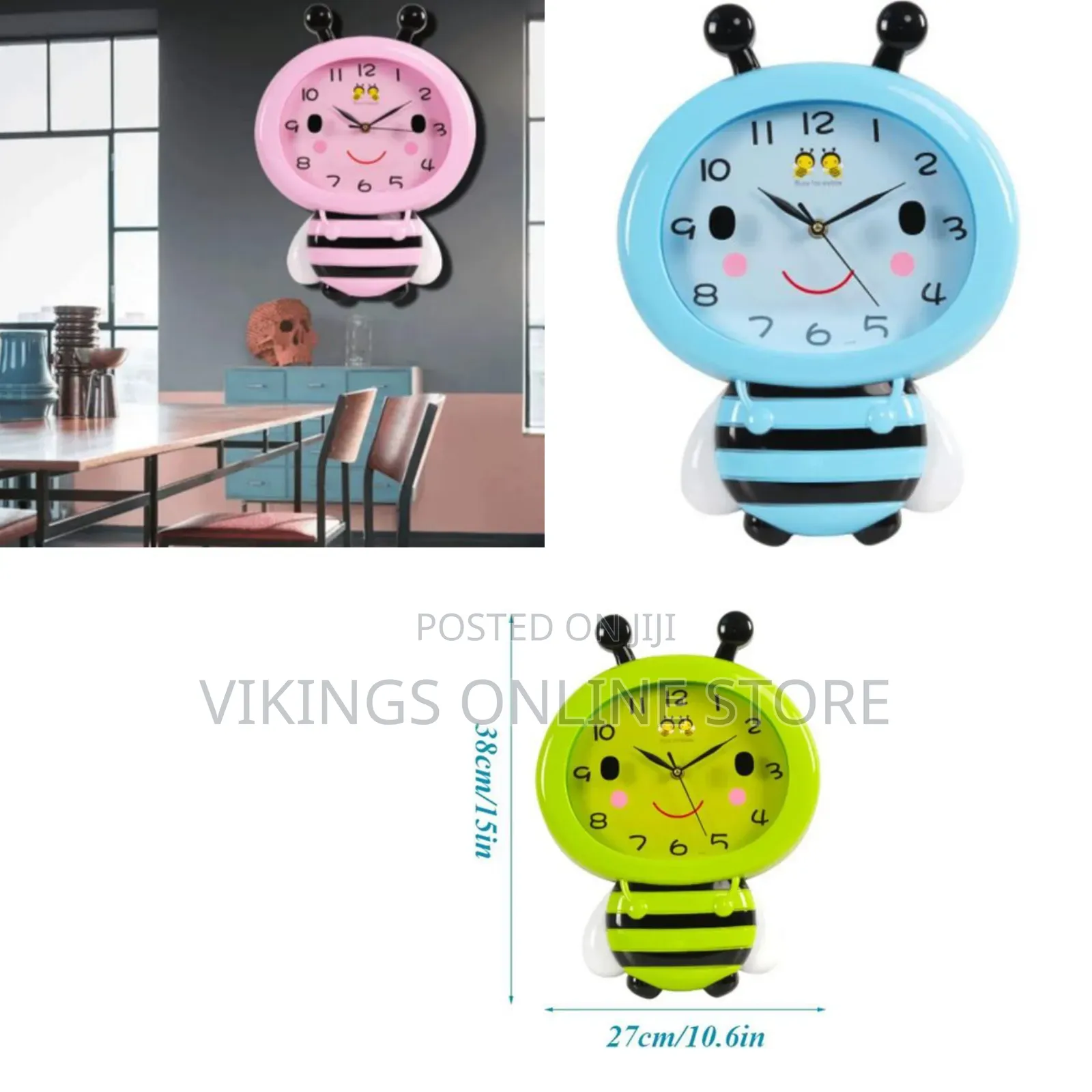 Battery Cartoon Wall Clock Creative Cute Bee Clocks Battery Operated