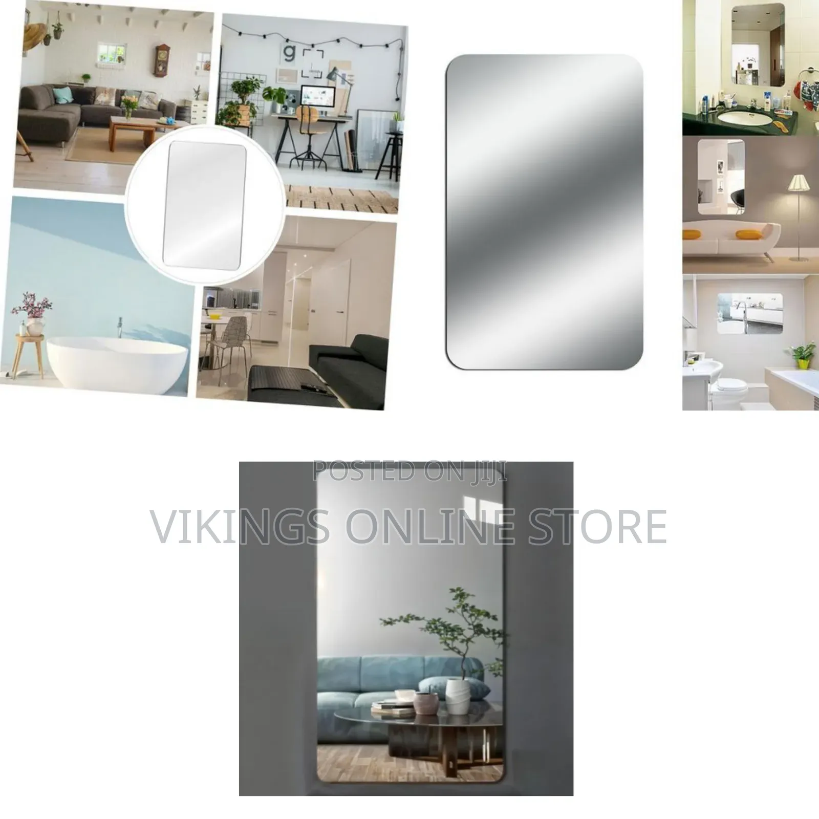 1Piece Self Adhesive Mirror Tiles 60x40cm (2mm Thick) Acrylic Mirror