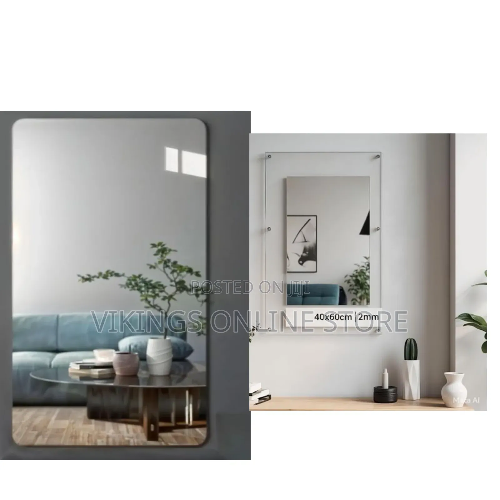1Piece Self Adhesive Mirror Tiles 60x40cm (2mm Thick) Acrylic Mirror