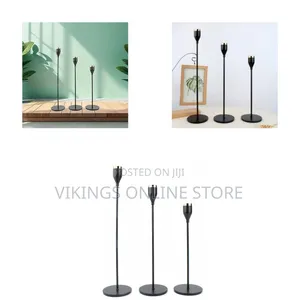 Candlestick Holders for Dining Room Table 3 Set, 9"x11"x13" Iron