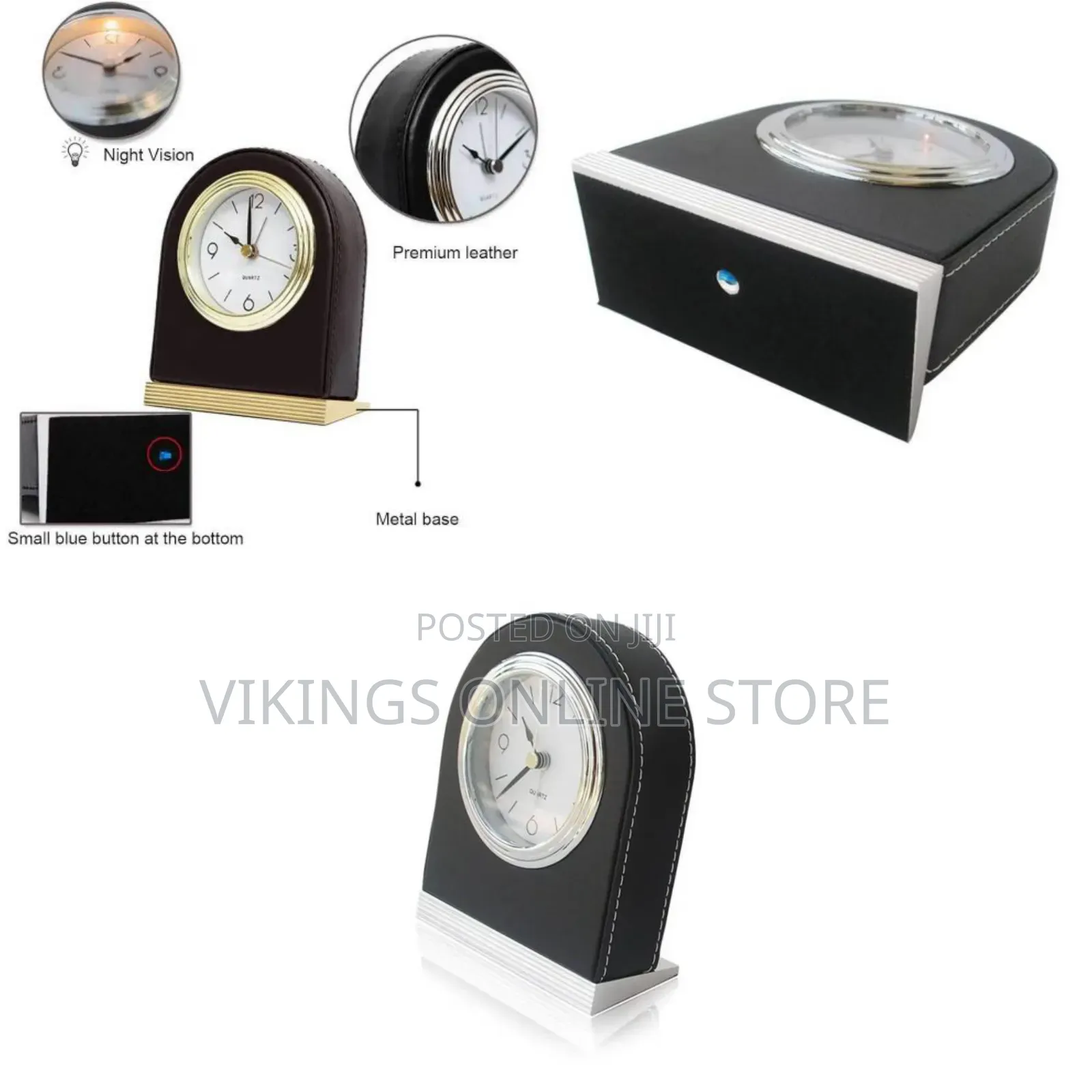 Leather Alarm Clock Mute Movement Hotel Table Clock Desktop Decoration