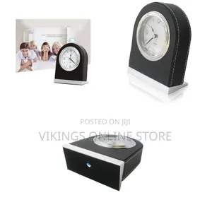 Leather Alarm Clock Mute Movement Hotel Table Clock Desktop Decoration