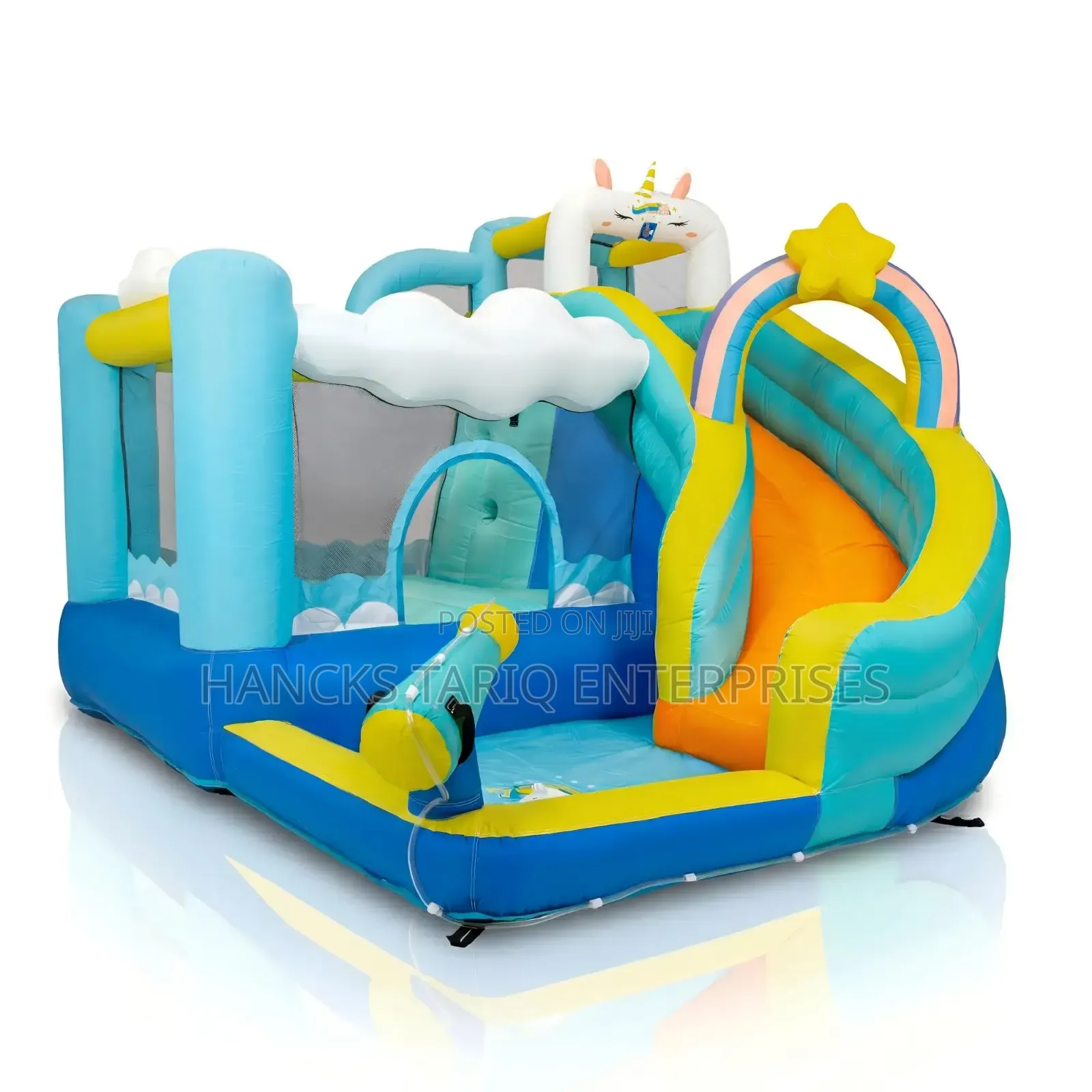 Unicorn Rainbow Theme Inflatable Bouncy Castle With Slide Pool