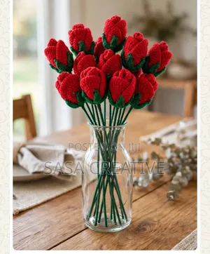 Crochet Handmade roseflower.Material Robin Yarn Size Small.