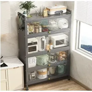 5-Tier Black Kitchen Cabinet Rack