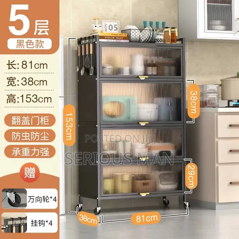 5-Tier Black Kitchen Cabinet Rack