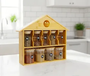 Bamboo Wooden House Spice Organizer
