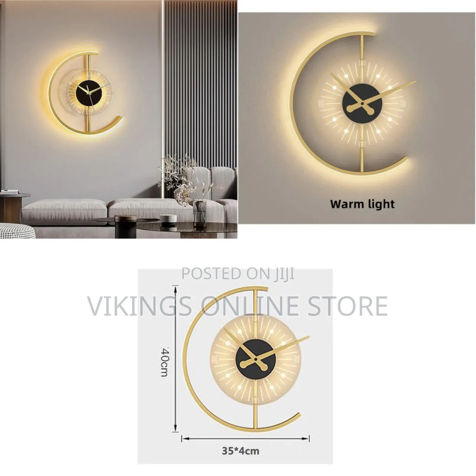 Acrylic Luminous Wall Clock Lamp, LED Silent Battery Operated Wall