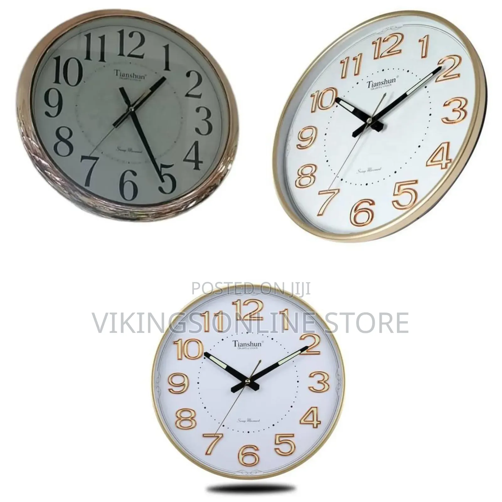 TIANSHUN Luxury Modern Wall Clock Round Shape 3D Numerals Stereo