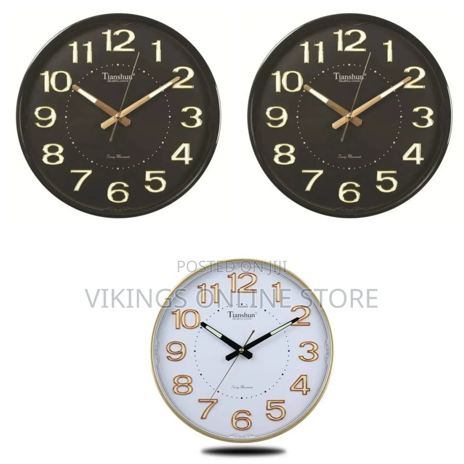 TIANSHUN Luxury Modern Wall Clock Round Shape 3D Numerals Stereo