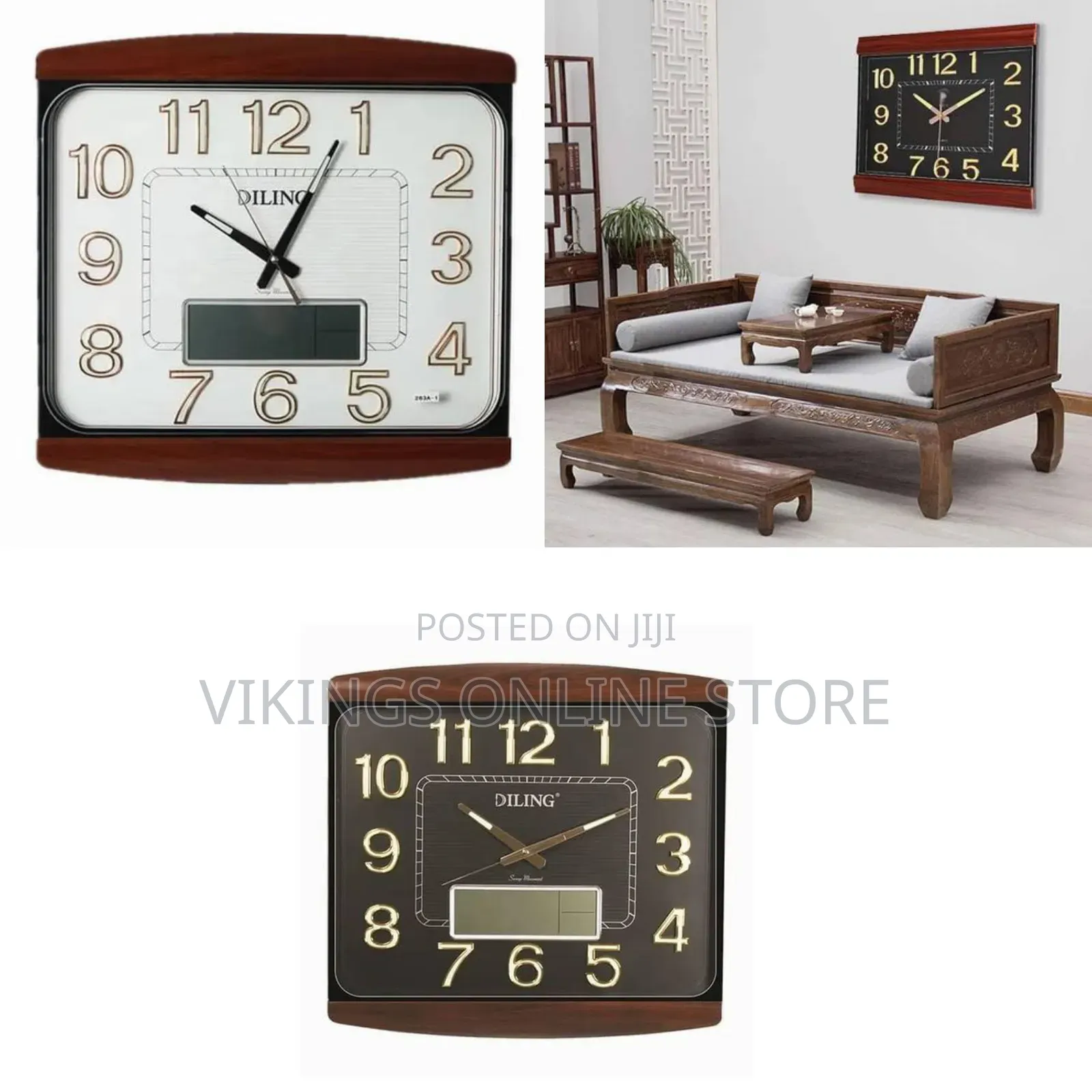 Home Decoration Plastic DILING Square Clock Large LCD Date Nightlight