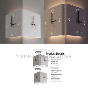Folding Wall Corner Clock, Digital Sensor Luminous Double Sided Corner