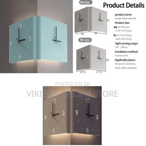 Folding Wall Corner Clock, Digital Sensor Luminous Double Sided Corner