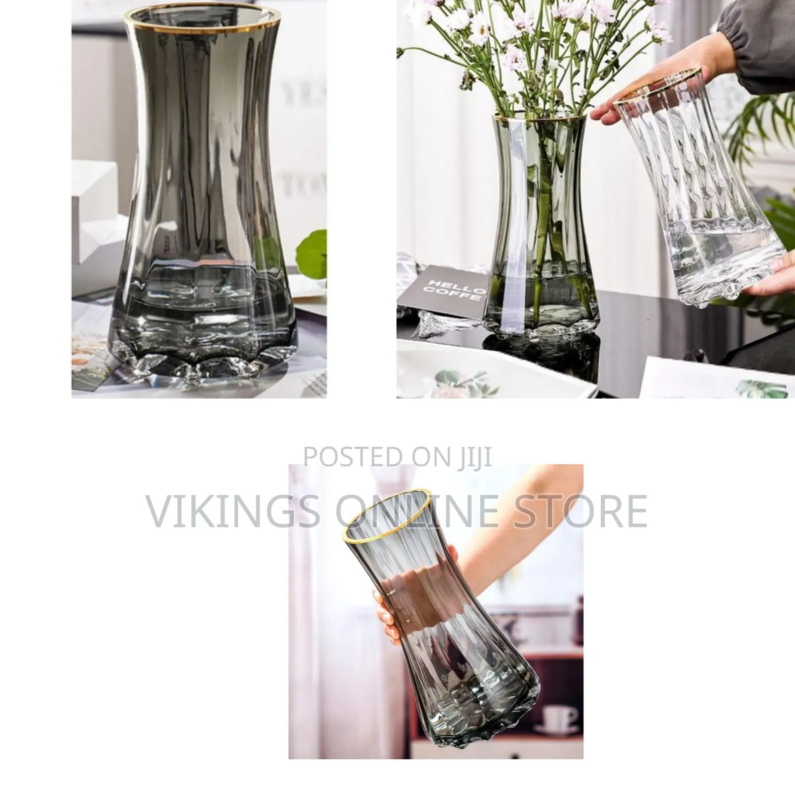 Golden Edge Hydroponic Vase for Living Room Decorations Transparent
